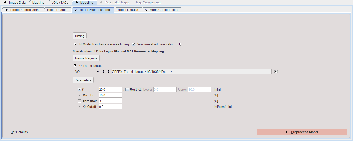 PXMOD Model Preprocessing Logan